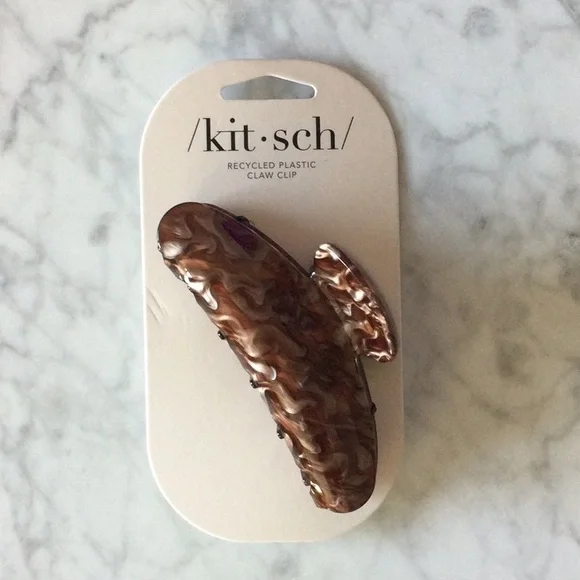 Kitsch Recycled Plastic Marble Claw Clip - Brunette - Picture 3 of 3
